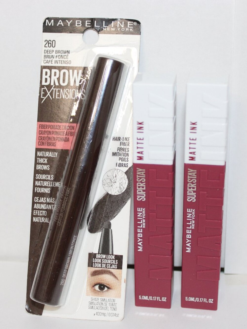 MAYBELLINE (1) #260 DEEP BROWN/ (2) LIPGLOSS #15 LOVER